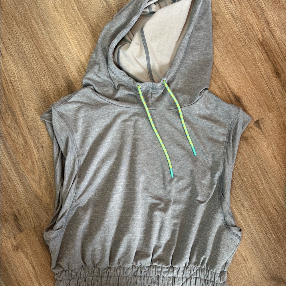 Free People Movement Gray Sleeveless Hoodie Top